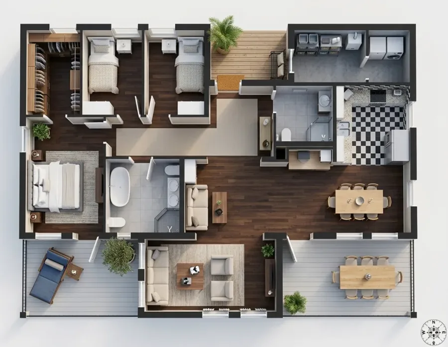 AI Floorplan to 3D: 3d, made with MeltFlex